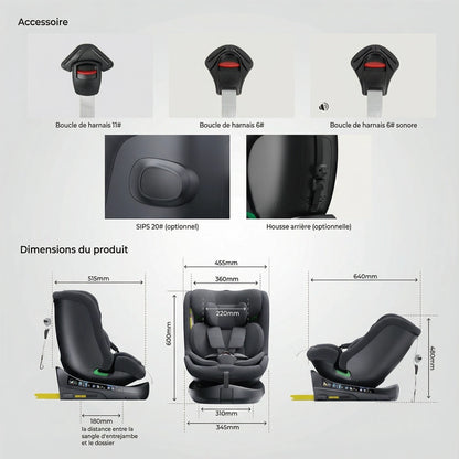 Accessoires Dimensions Siege Auto Noir
