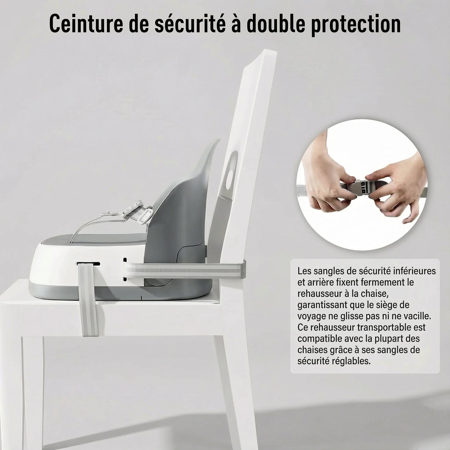 Ceinture de Securite du Rehausseur Transportable Gris