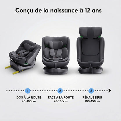 Conception Siege auto Rehausseur avec dossier Noir