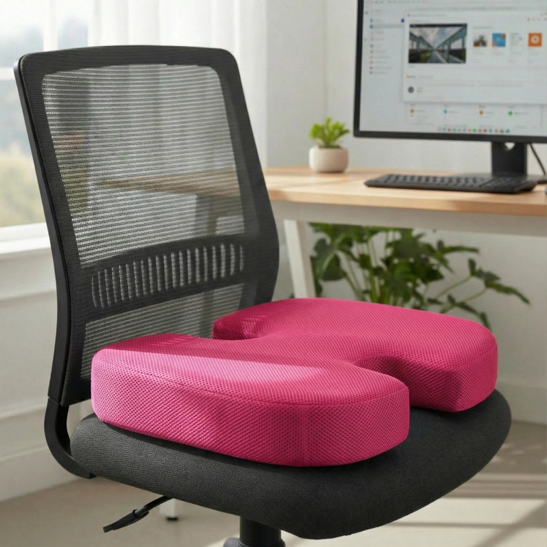 Coussin Rehausseur Adulte Rose Sur Chaise De Bureau 