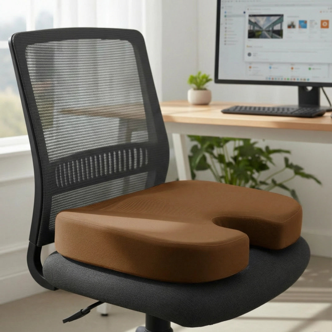 Coussin Rehausseur pour Adulte Marron Sur Chaise De Bureau 