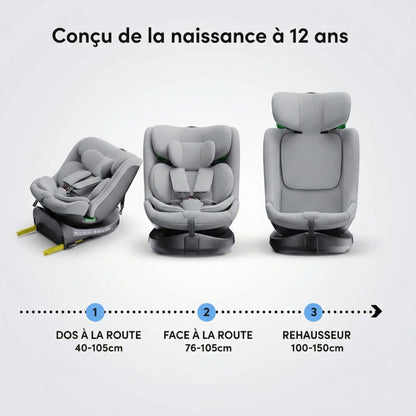 Siege Auto Rehausseur Avec Dossier Gris