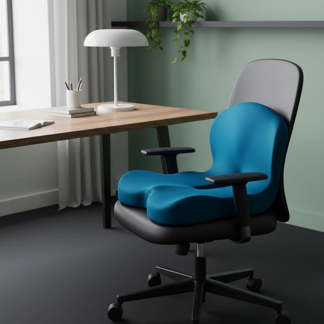 Rehausseur Chaise Ergonomique Bleu Sur Chaise Bureau