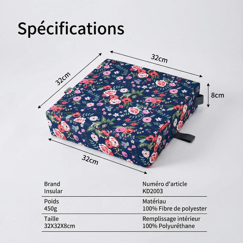 Specification et Mesure du Coussin Rehausseur Enfant a Motif Floraison