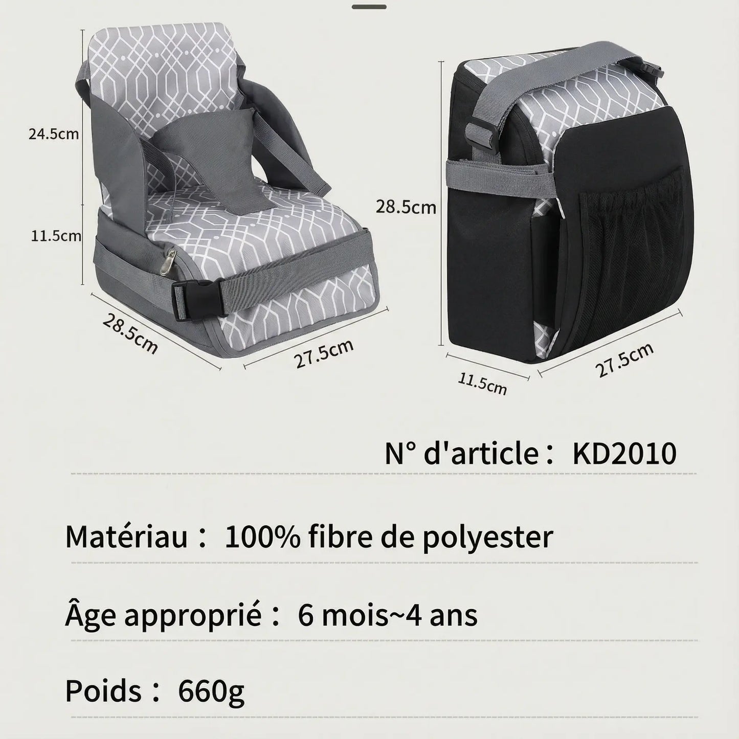 Taille et Caractéristique du Chaise Rehausseur