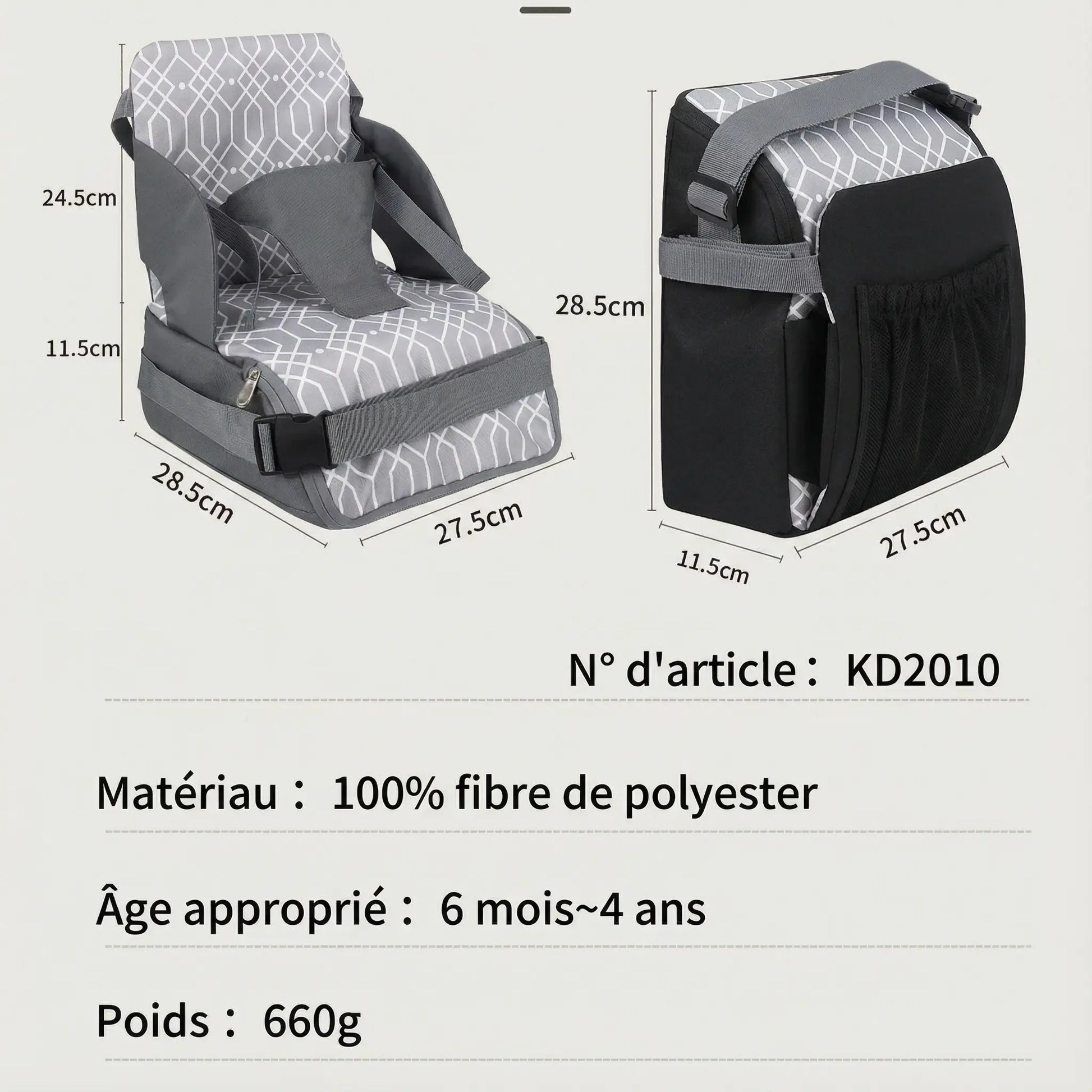 Taille et Caractéristique du Chaise Rehausseur